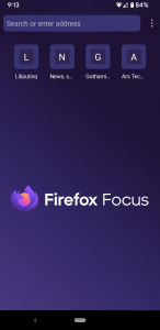 a screen grab of Firefox Focus