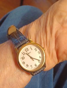 I wear it this way so I don't need to turn my arm. It also may be safer for the watch.