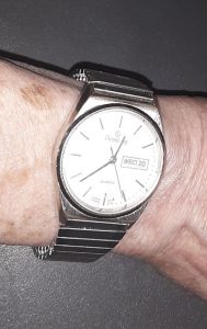 I got the battery replaced in my everyday watch. Note snazzy "age spot" on wrist.